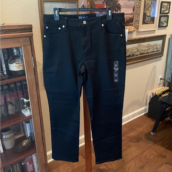 NWT GAP women’s Classic Straight leg stretch denim jeans 14 Short black - Picture 2 of 10